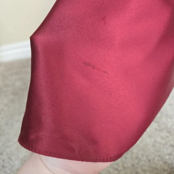 B. Darlin Women's Red Satin Sequin Halter Top Side Slit Maxi Dress Gown Sz 3/4 - Picture 14 of 16